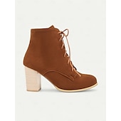 baratos Botas da moda-Botas femininas de salto alto com cadarço e salto bloco – calçados estilosos de inspiração vintage para o outono e roupas casuais