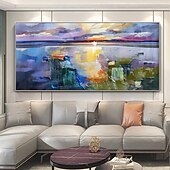 cheap Landscape Paintings-Mintura Handmade Lake View Oil Paintings On Canvas Wall Art Decoration Modern Abstract Landscape Picture For Home Decor Rolled Frameless Unstretched Painting