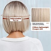 abordables Perruques Synthétiques Sans Bonnet-perruque bob avec frange perruques courtes bob pour femmes perruque synthétique courte résistante à la chaleur aspect naturel pour une utilisation quotidienne, une fête et un cosplay