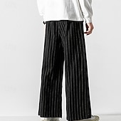 voordelige Loszittend-Voor heren Broek Vrijetijdsbroek Zak Trekkoord Recht been Streep Comfort Buiten Dagelijks Modieus Casual Donker Bruin Zwart Micro-elastisch