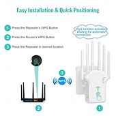 cheap Wireless Routers-1200Mbps WiFi Repeater Wireless WiFi Signal Repeater Dual-Band 2.4G 5G Network Amplifier WPS Router