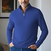voordelige pullover voor heren-Voor heren Trui Jurk Trui Geribd breien Gecoupeerd Vetoketju Gebreid Effen Kleur Opstaand Stijlvol Basic Buiten Dagelijks Kleding Herfst Winter Kameel Zwart S M L