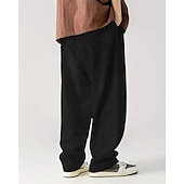 baratos Calças Desportivas-Homens Calças Esportivas Calça de moletom com pernas largas Calças de Veludo Calças Bolsos Com Cordão Cintura elástica Tecido Conforto Esportes Diário Moda Casual Preto Branco Micro-Elástica
