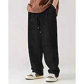 baratos Calças Desportivas-Homens Calças Esportivas Calça de moletom com pernas largas Calças de Veludo Calças Bolsos Com Cordão Cintura elástica Tecido Conforto Esportes Diário Moda Casual Preto Branco Micro-Elástica