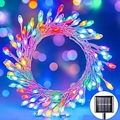 abordables Luces de cuerda solar-Cadena de luces de fuegos artificiales solares de 6 m y 200 ledes, IP65, resistente al agua, 8 modos, luces de hadas de árbol de Navidad multicolor para decoración interior y exterior del jardín del hogar, 1 unidad