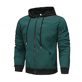 economico felpe con cappuccio da uomo di base-Per uomo Felpa con cappuccio e zip Felpa con cappuccio a zip intera Sherpa peloso Felpa con cappuccio in pile Nero Rosso Verde Grigio chiaro Grigio scuro Con cappuccio Liscio Zip Up Cerniera Tasche