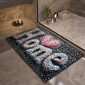 cheap Mats &amp; Rugs-Pebble Bathroom Rug, Polyester Rectangle Door Mat, Super Absorbent, Non-Slip, Easy-to-Clean, Stain-Resistant Bath Mat