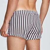abordables Bóxer de hombre-Hombre 1 pc Boxer Boxers Cintura elástica 100% Algodón Transpirable Suave Cómodo Raya Tiro Medio Blanco Amarillo