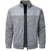 cheap Men's Cardigan Sweater-Men's Dress Sweater Cardigan Sweater Zip Sweater Sweater Jacket Ribbed Knit Regular Knitted Solid Color Stand Collar Warm Ups Casual Daily Wear Clothing Apparel Summer Fall Black Red S M L