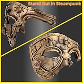levne Masky-Kovový kyborg předvečer Všech svatých Benátská maska Fantom opery Karnevalová maska Steampunk Dospělé Pánské Dámské předvečer Všech svatých Karneval Mardi Gras Párty Plesová maškaráda Jednoduch