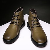 abordables Bottines-bottines décontractées en similicuir pour hommes avec design à lacets, semelle antidérapante confortable, parfaites pour un usage quotidien et des activités de plein air
