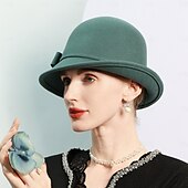 baratos Chapéu de Festa-chapéus 100% lã chapéu coco / cloche chapéu balde chapéu fedora chá de casamento elegante casamento com laço cor pura chapéu chapéu