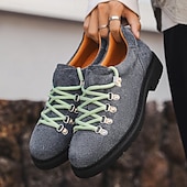 abordables Baskets-chaussures de randonnée en daim marron pour hommes - style vintage avec design à lacets roses et semelle durable pour les aventures en plein air