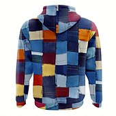 baratos moletons 3d masculinos-Homens Retalhos Moletons Moletom Casacos Moletom com capuz Gola Redonda Moda Impressão 3D Feriado Para Noite Streetwear Azul Com Cordão Outono Inverno Designer