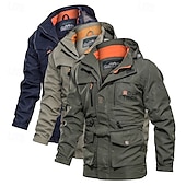 billige Sportjakke-vanntett turjakke for menn militær taktisk jakke uformell lett hette cargo sportsfrakk vindjakke utendørs varm vindtett trenchcoat jakke topp camping jakt fiske army green