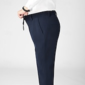 baratos Magro-Homens Social Calças de Veludo Calças chinês Bolsos Com Cordão Cintura elástica Côr Sólida Conforto Formal Festa Trabalho Moda Estilo Clássico Preto Azul Marinha Micro-Elástica