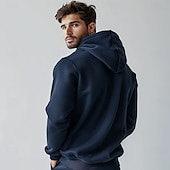 cheap Men&#039;s Elite Hoodies &amp; Sweatshirts-Men&#039;s Hoodie Black White Navy Blue Hooded Plain Pocket Christmas Gifts Work Sports &amp; Outdoor Active Cool Basic Fall Winter Clothing Apparel Hoodies Sweatshirts  Long Sleeve