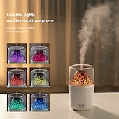 billiga Luftfuktare-vulkanisk luftfuktare hem sovrum regnbåge atmosfär ljus aromaterapi maskin liten stationär låga luftfuktare