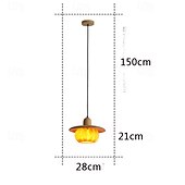 cheap Pendant Lights-Modern Round Wood Pendant Light Kitchen Island Orange Pumpkin Shade Mid Century Pendant Lighting Fixtures Vintage Farmhouse Ceiling Hanging Lamp 110-240V 28cm