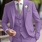 economico Abiti da matrimonio-Uomo Feste Balli di fine anno Completi Rosa Viola Moda Affari Tinta unita Vestibilità standard 3 pezzi Monopetto Due Bottoni