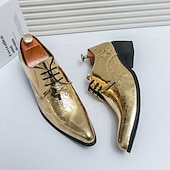 baratos Formal-sapatos masculinos para baile de formatura - oxfords de couro sintético com padrão floral azul vibrante para uso formal e de festa