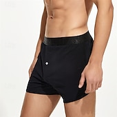 cheap Men&#039;s Boxers Underwear-Men&#039;s 1 PCS Boxers Underwear Boxer Shorts Elastic Waist 50% Cotton Breathable Soft Comfortable Solid Color Mid Rise Black White