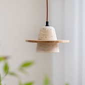 economico Luci a sospensione-wabi sabi lampada a sospensione in pietra naturale decor lampada a sospensione in cemento lampada a sospensione in travertino comodino corridoio bar club paralume in legno 20 cm 85-265v