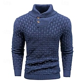 preiswerte Herrenpullover-Herren Pullover Strickpullover Gerippt Stricken Standard Strick Glatt Rollkragen Modisch Basic Urlaub Freizeitskleidung Bekleidung Herbst Winter Schwarz Gelb S M L