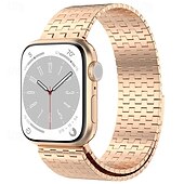 baratos Pulseiras de Apple Watch-Loop Solo Compatível com Pulseira Apple Watch 38mm 40mm 41mm 42mm 44mm 45mm 49mm Fecho Magnético Ajustável Aço Inoxidável pulseira de substituição para iwatch Ultra 2 Series 9 8 7 SE 6 5 4 3 2 1