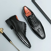 baratos Formal-sapatos oxford masculinos bronze metálico com padrão de crocodilo e detalhes perfurados - calçados formais elegantes para casamentos, festas e eventos empresariais
