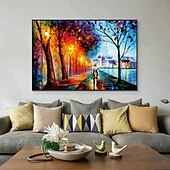 preiswerte Landschaftsgemälde-großes handgemachtes abstraktes Stadtgemälde handgemachtes urbanes Kunstgemälde handgemalte Skyline der Stadt Herbstgemälde New York Skyline Wald Ölgemälde New York City Gemälde Wandkunst abstrakte
