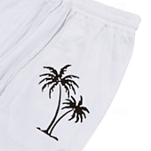 preiswerte Retro-Herren Leinenhose Hose Hosen Sommerhosen Kordelzug Elastische Taille Gerade geschnitten Kokosnussbaum Komfort Atmungsaktiv In voller Länge Outdoor Casual Täglich Modisch Retro Vintage Schwarz Weiß