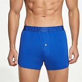 cheap Men&#039;s Boxers Underwear-Men&#039;s 1 PCS Boxers Underwear Boxer Shorts Elastic Waist 50% Cotton Breathable Soft Comfortable Solid Color Mid Rise Black White