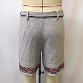 economico Vacanza-Per uomo Pantaloncini Pantaloncini di lino Pantaloncini estivi Pantaloncini da spiaggia Collage Bottoni Tasche Liscio Comfort Traspirante Lunghezza del ginocchio Esterno Per eventi Spiaggia Hawaiano