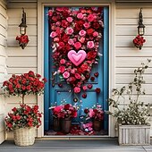 رخيصةأون لافتات المرآب والباب-زينة الزفاف الخارجية أغطية الأبواب نسيج الأبواب ستارة الأبواب الزينة خلفية لافتة الأبواب الأمامية لمنزل المزرعة قلوب