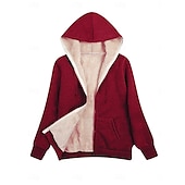 abordables chaqueta con capucha-Mujer Abrigo de invierno Chaqueta de sherpa Chaqueta con capucha Exterior Calle Ropa Cotidiana Otoño Invierno Regular Abrigo Ajuste regular Mantiene abrigado Transpirable Elegante Casual Chaquetas