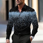 economico Camicie eleganti da uomo-Per uomo Gradiente A pois Camicia Camicie Camicia con bottoni Manica lunga Affari casual Scuola Formale Feste Primavera Autunno Collo ripiegabile Nero
