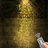 お買い得  太陽光発電-クリスマス LED ホタル 束ライト、2m 200 LED 滝ツリーつるストリングライト 屋外クリスマスガーランド ホリデー クリスマス デコレーション用