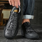 abordables Baskets-baskets décontractées en similicuir marron pour hommes avec lacets élastiques réglables - semelle antidérapante durable, coupe confortable pour un usage quotidien