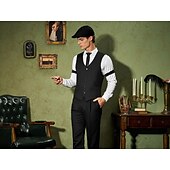 levne oblečení-Retro Řvoucí 20s 20. léta 20. století Úbory Vesta Sada příslušenství Gentleman Gangster Pánské Karnevalový kostým 8 ks Vánoce předvečer Všech svatých Karneval Plesová maškaráda Koktejlový večírek