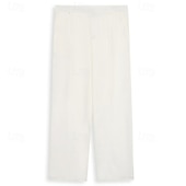 cheap Loose-Men's Trousers Dress Pants Baggy Pants Suit Pants Pocket Straight Leg Plain Comfort Soft Full Length Daily Business Formal Fashion Streetwear Black White