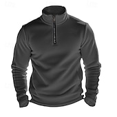 billige Basic gensere-Herre Genser Polarfleece Kvart glidelås genser Svart Militærgrønn Kakifarget Mørkegrå Lyseblå Halv glidelås عادي Sport &amp; Utendørs Daglig Ferie Polyester Gatemote Grunnleggende Fritid Høst vinter Klær