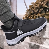 baratos Inverno e botas de neve-botas masculinas para caminhadas ao ar livre no inverno - tênis quentes forrados com pele, à prova d&#039;água, com sola antiderrapante e tira de velcro