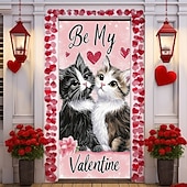 abordables Mariage-décorations extérieures de la Saint-Valentin, couvre-portes, tapisserie de porte, rideau de porte, décoration, toile de fond, bannière de porte intérieure/extérieure pour porte d'entrée, couple de