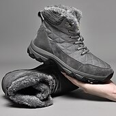 billiga Kängor-Herr Stövlar Snökängor Kängor Vinterkängor Fleecefoder Mocka Nylon Bekväm Halksäker Snörning Svart Grå