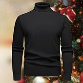 abordables Pull col rond-Homme Pull Pull en tricot A côtes Tricoter Normal Tricoté Plein Col Roulé Mode Décontractées Usage quotidien Rendez-vous Vêtement Tenue Automne hiver Vin Noir S M L