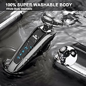 お買い得  脱毛器・シェーバー-クロスボーダー 4-in-1 電気シェーバー メンズ 家庭用 LCD デジタルディスプレイ 鼻毛シェーバー 洗顔セット