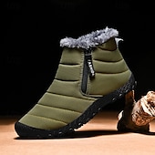 abordables Botas de invierno y nieve-Botas de nieve de invierno amarillas para hombre: impermeables, con forro de piel, cierre de cremallera, botines cálidos antideslizantes para clima frío