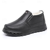cheap Men&#039;s Slip-ons &amp; Loafers-Men&#039;s Casual Cozy and Warm Faux Leather Slip-on Shoes with Fur Lining - Perfect for Winter Outdoor Activities