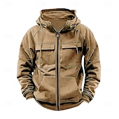 abordables sudaderas basicas hombre-Hombre Sudadera con capucha y cremallera completa Sudadera con cremallera Sudadera táctica con capucha Negro Vino Verde Ejército Caqui Gris Oscuro Con Capucha Plano Cerrar Bolsillo Deporte Diario
